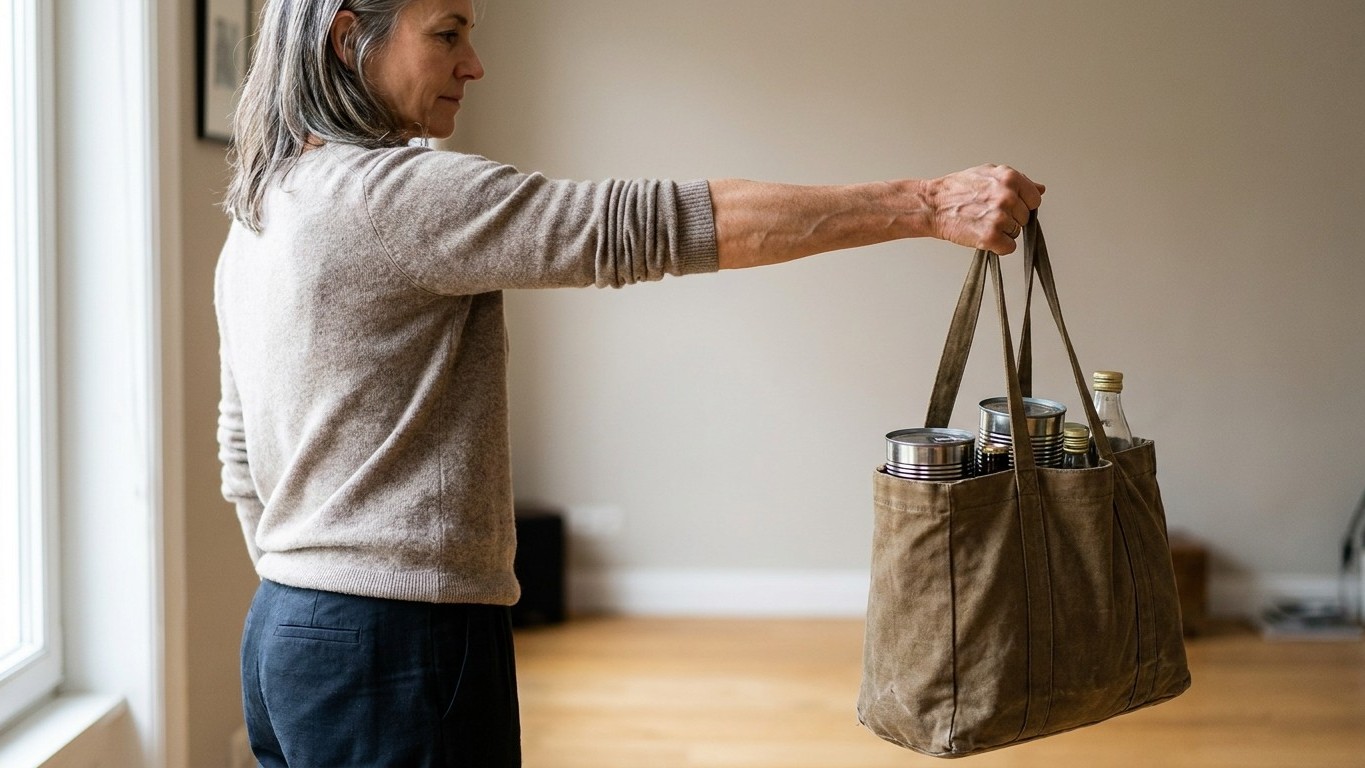 Hang a full shopping bag from one hand and hold it for thirty seconds: that's the check they run first on anyone over 50 w...